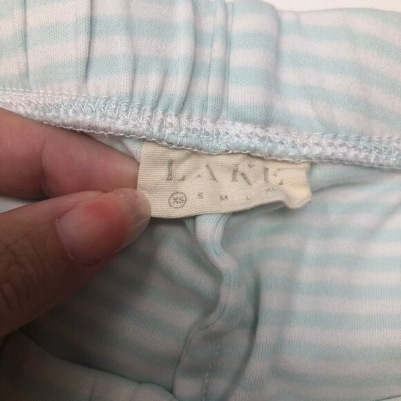 Lake Pima Cotton Pajama Shorts Size XS White Turquoise Stripe - Picture 3 of 5